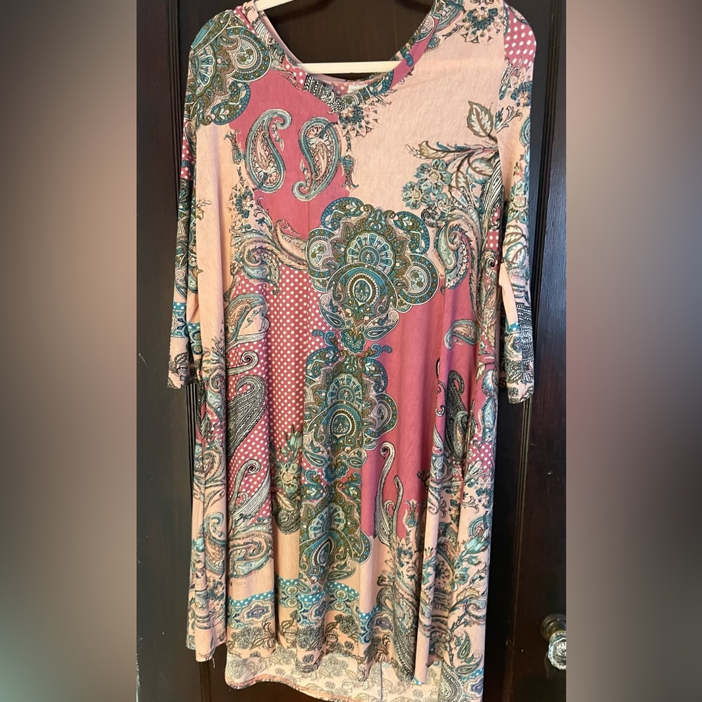Pink paisley knit dress